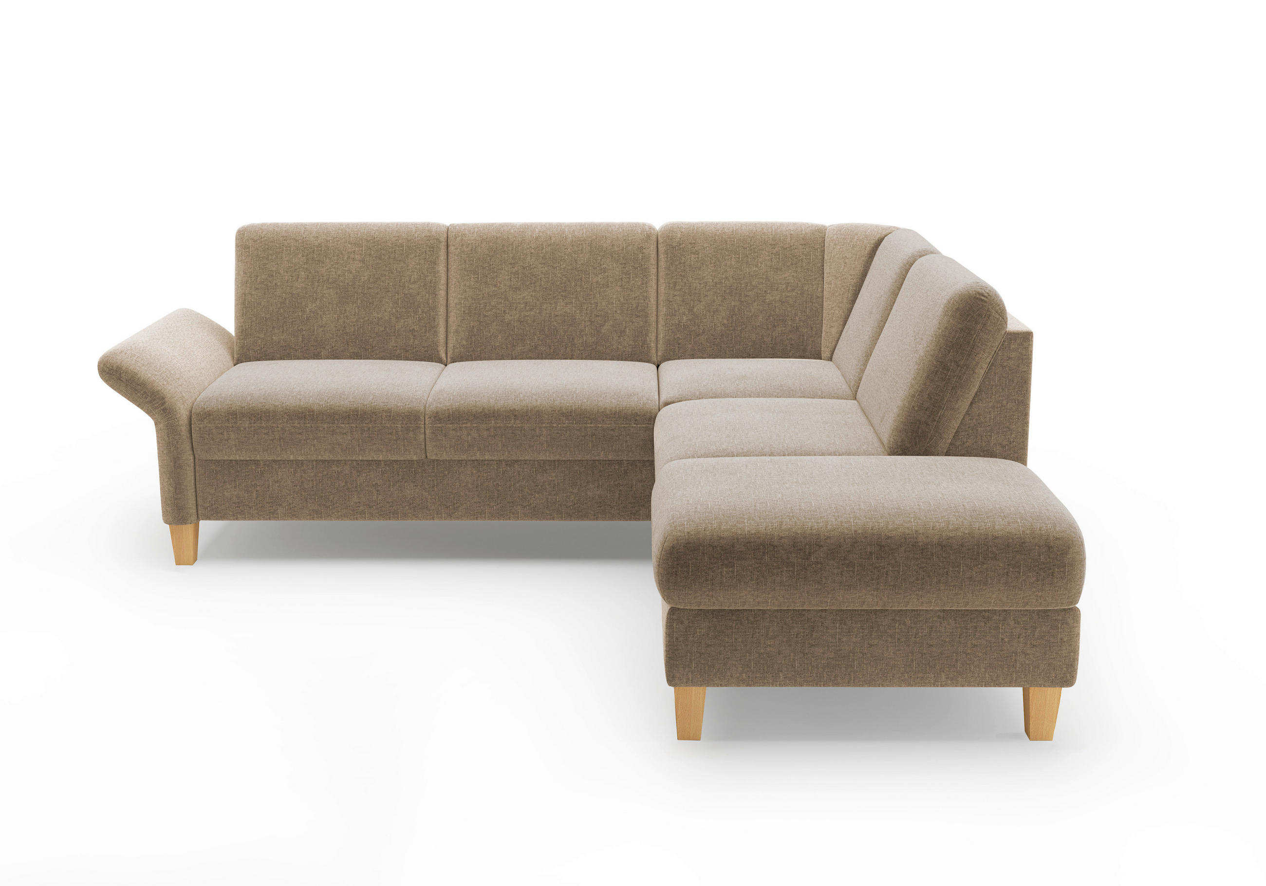 ECKSOFA ROCHELLE E Hellbraun Flachgewebe  - Hellbraun/Eichefarben, KONVENTIONELL, Holz/Textil (240/216cm) - Sit & More