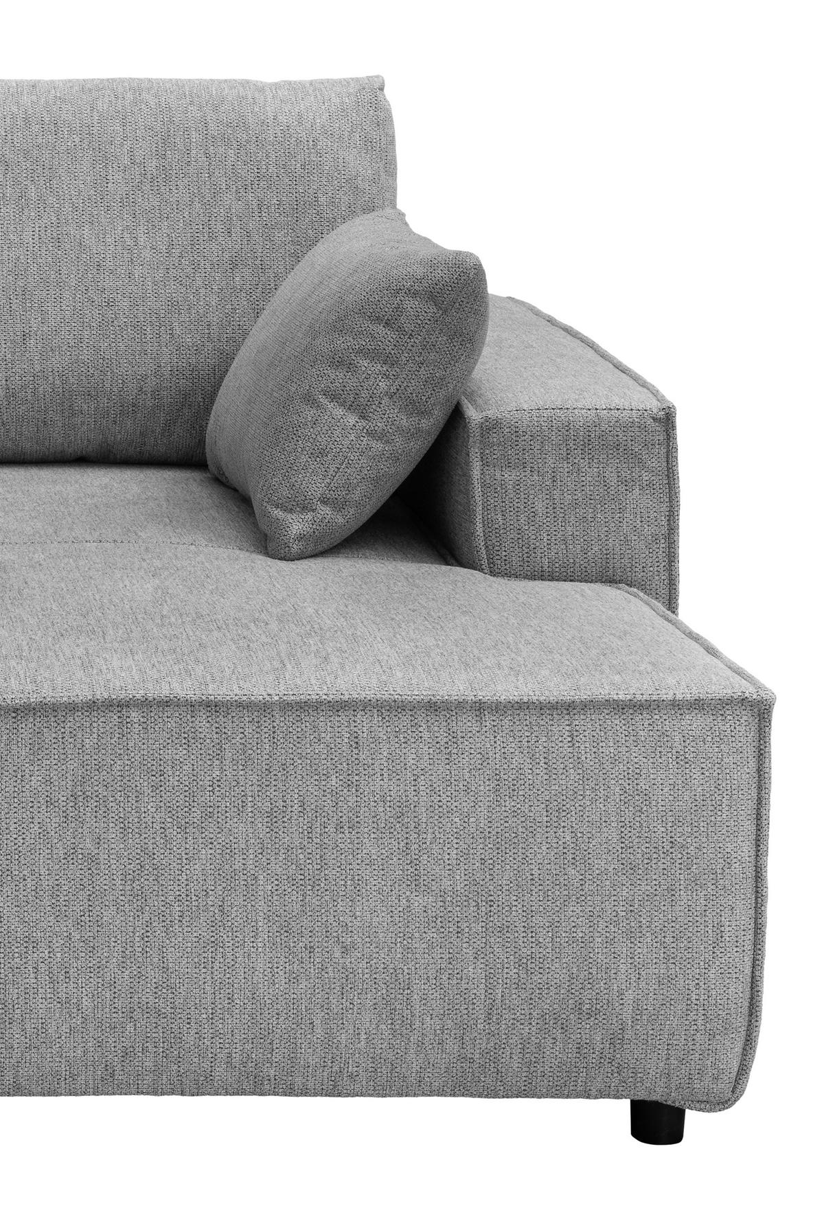 BIGSOFA in Chenille Silberfarben  - Silberfarben/Schwarz, Modern, Kunststoff/Textil (188/86/154cm) - Livetastic