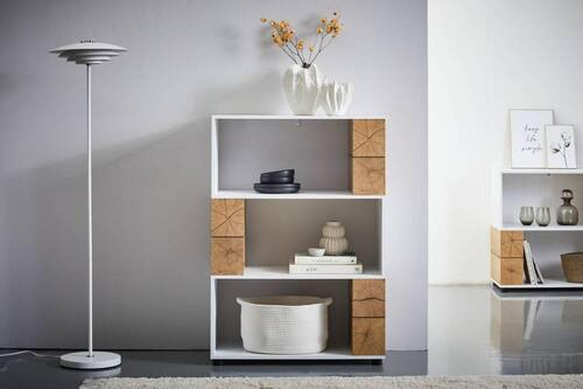 HYLLA i 80/113/40 cm vit, ekfärgad  - vit/svart, Natur, trämaterial/plast (80/113/40cm) - MID.YOU
