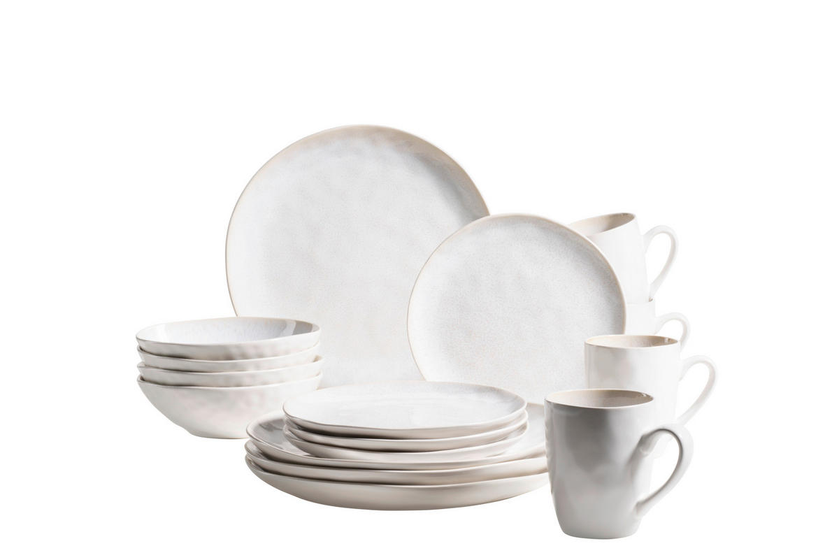 KOMBISERVICE Weiß 16-teilig Frozen  - Weiß, Basics, Keramik (34,7/32/35cm) - Mäser