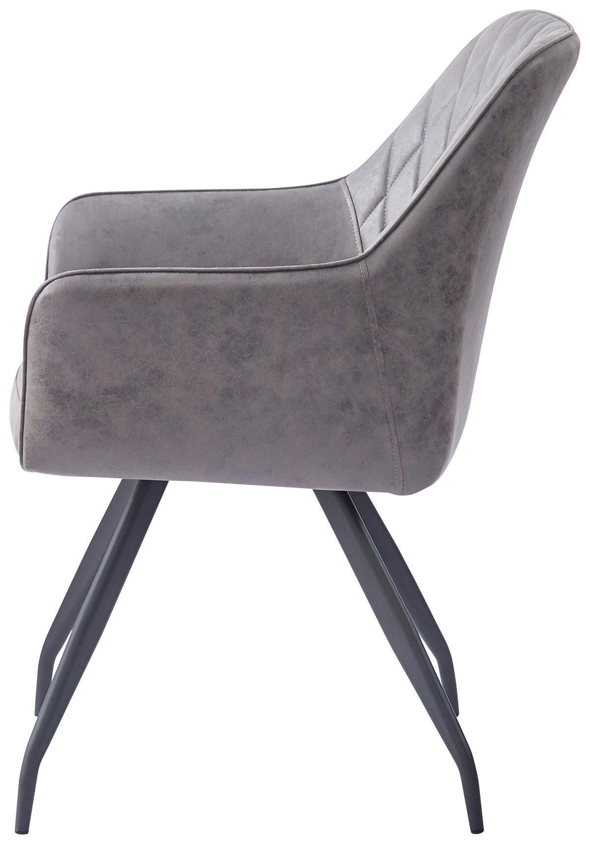 ŽIDLE S PODRUČKAMI, vzhled kůže, tmavě šedá - šedá/tmavě šedá, Moderní, kov/textil (60/86,5/63,5cm) - MID.YOU