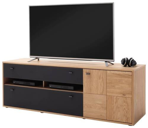 TV-BÄNK  i 184/63/50 cm  - ek Bianco/svart, Design, metall/trämaterial (184/63/50cm) - MID.YOU