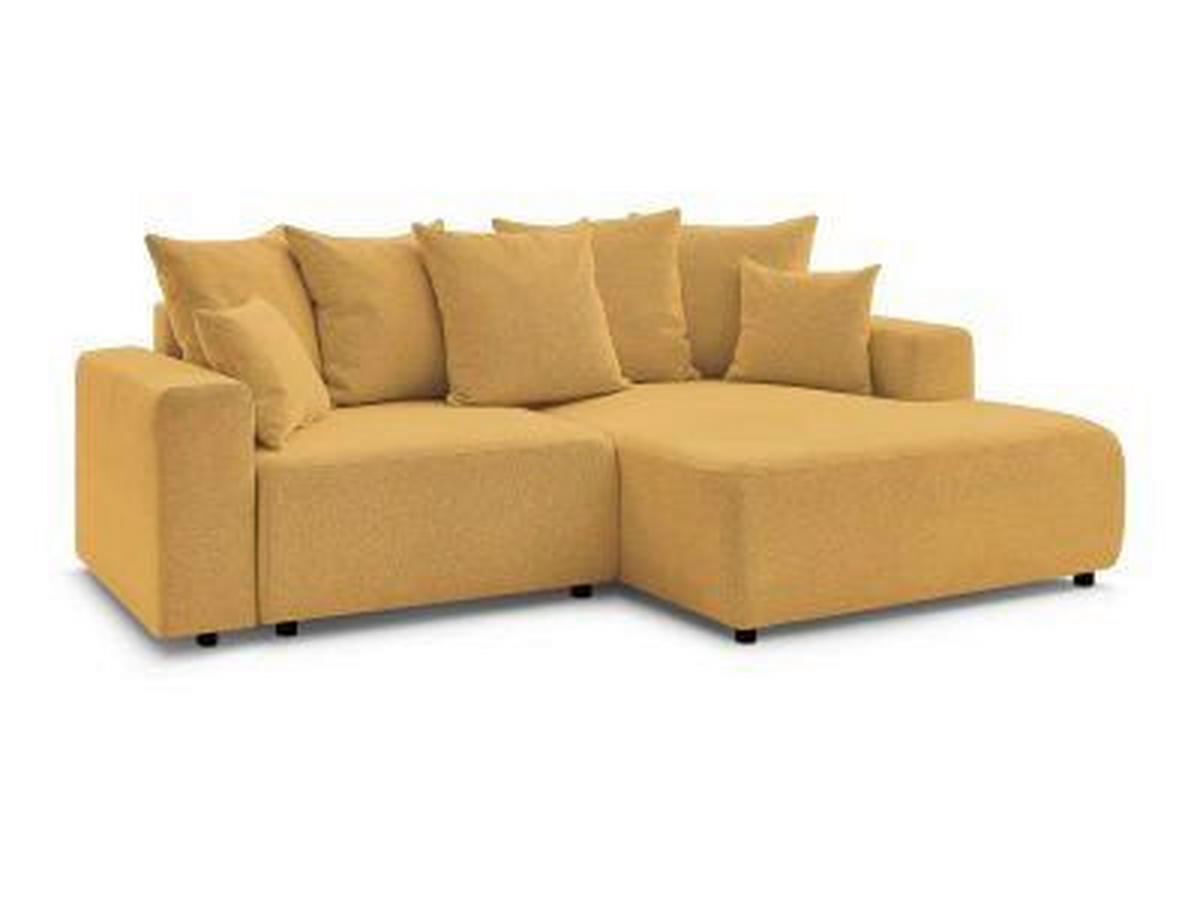 ECKSOFA Ottomane rechts  ATILLA Gelb Flachgewebe  - Gelb/Schwarz, MODERN, Kunststoff/Textil (244/149cm)