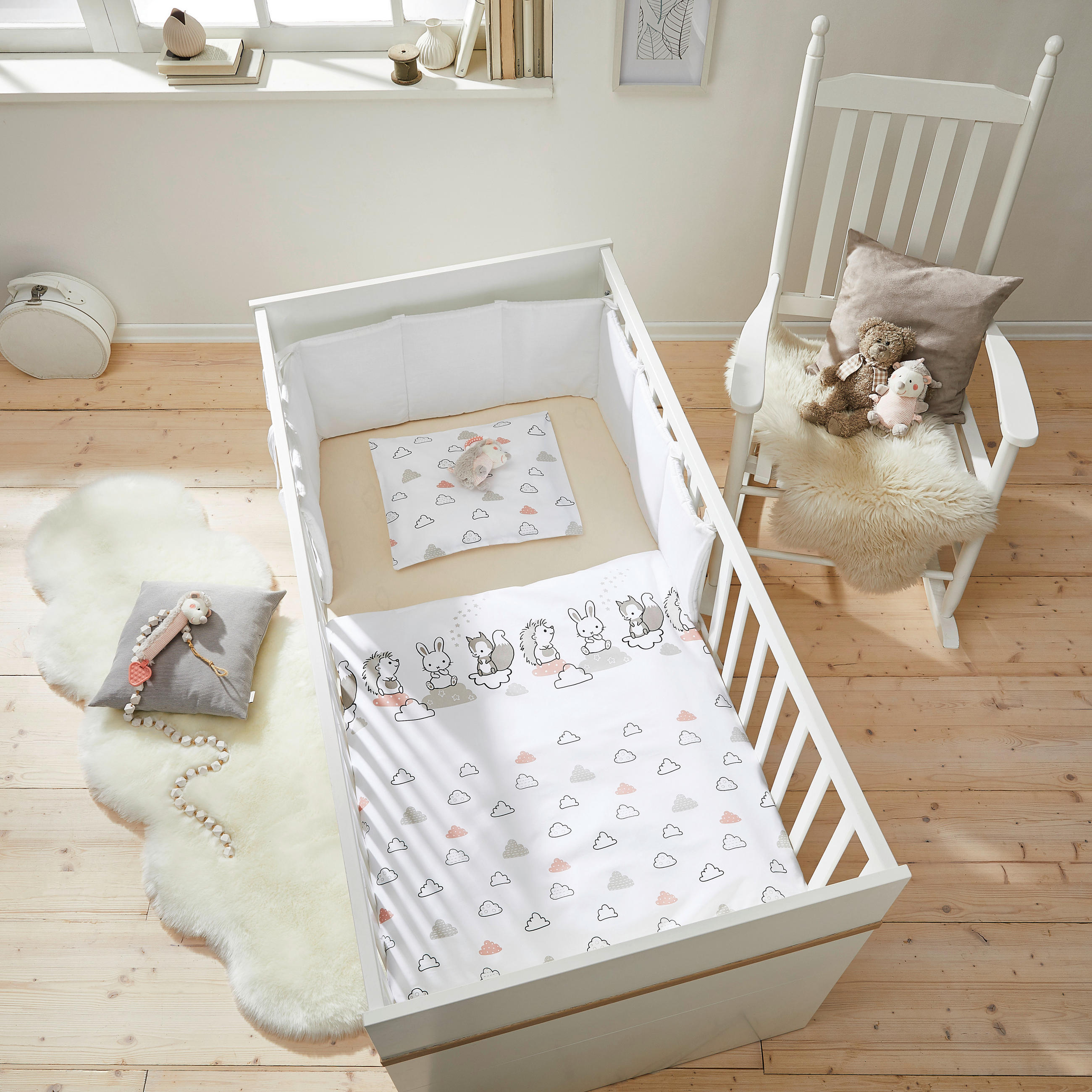 BABYBETTWÄSCHE 80/80 cm  - Taupe/Altrosa, Trend, Textil (80/80cm) - Patinio