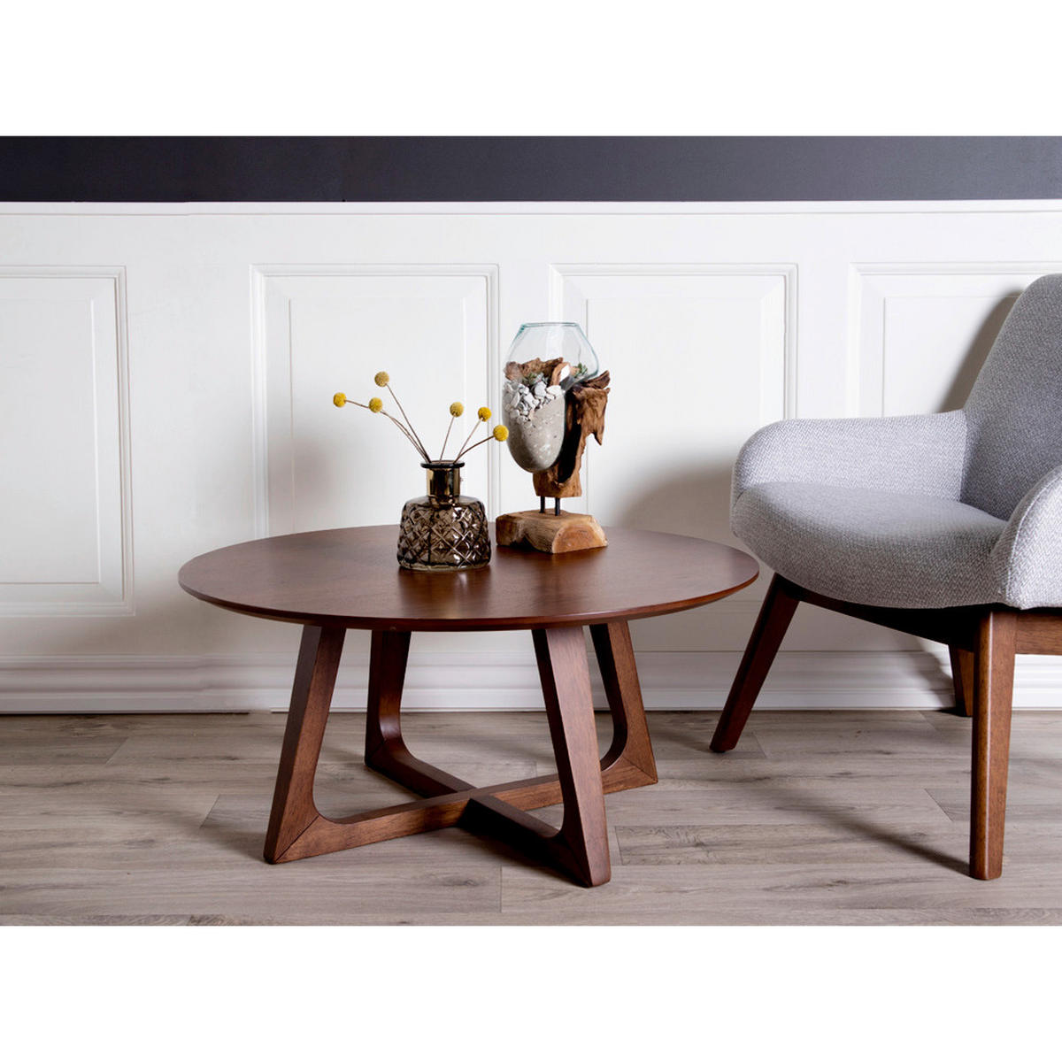 COUCHTISCH HELLERUP 75/75/36 cm rund Walnussfarben  - Walnussfarben, Design, Holzwerkstoff (75/75/36cm) - MID.YOU