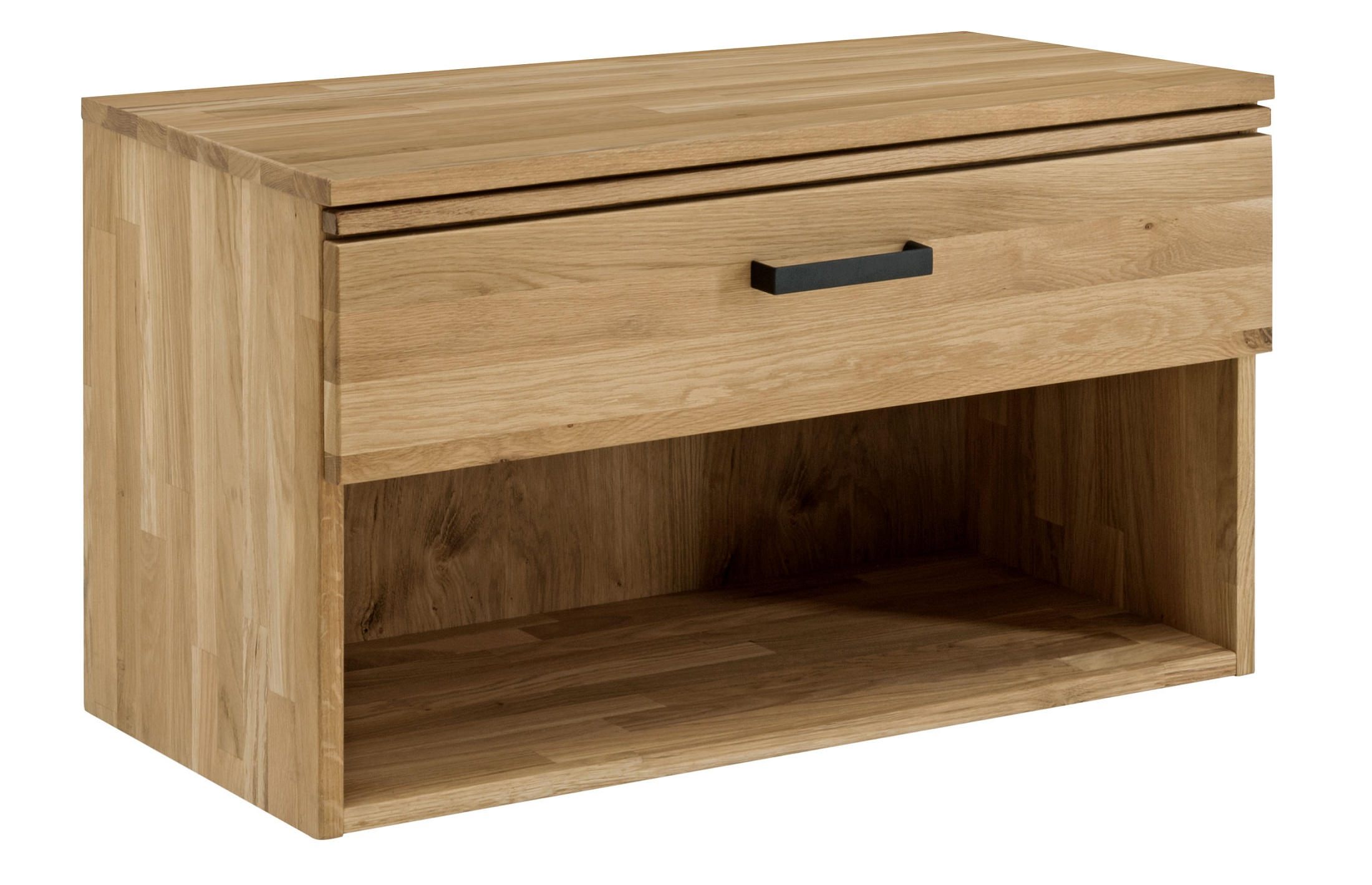 GARDEROBENBANK Wildeiche massiv, Hartholz  - Schwarz, MODERN, Holz/Metall (80/47/39cm)