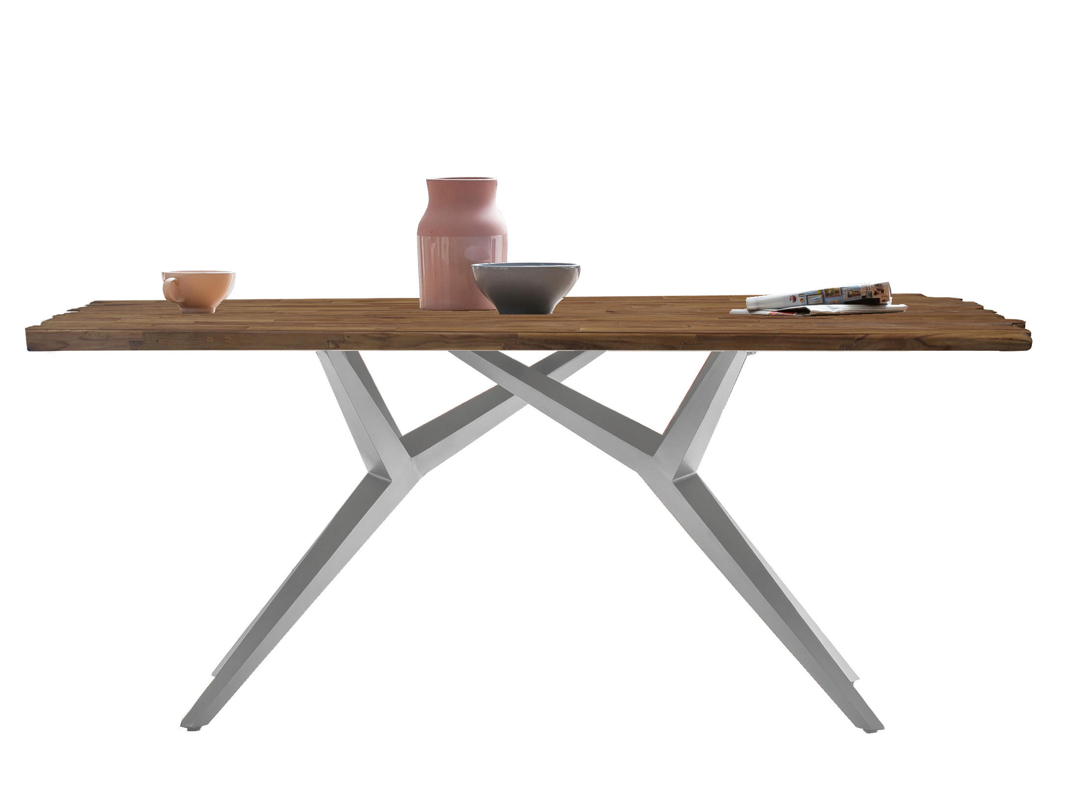 ESSTISCH 240/100/73,5 cm Echtholz  Holz, Metall rechteckig Naturfarben, Silberfarben  - Silberfarben/Naturfarben, MODERN, Holz/Metall (240/100/73,5cm) - MID.YOU
