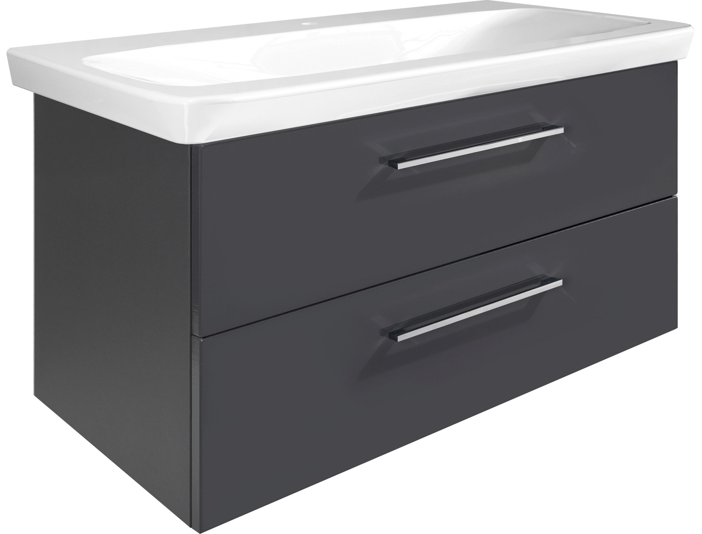 WASCHTISCHKOMBI 107,5 cm  - Chromfarben/Anthrazit, MODERN, Keramik/Holzwerkstoff (107,5cm) - Voleo