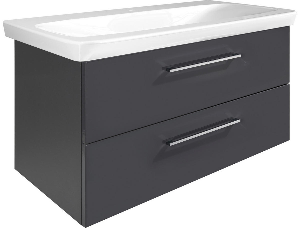 WASCHTISCHKOMBI 107,5 cm  - Chromfarben/Anthrazit, MODERN, Keramik/Holzwerkstoff (107,5cm) - Voleo