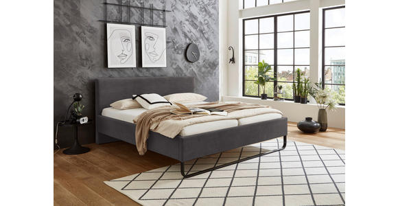 POLSTERBETT Grau 180/200 cm  - Schwarz/Grau, Basics, Textil/Metall (180/200cm) - Xora