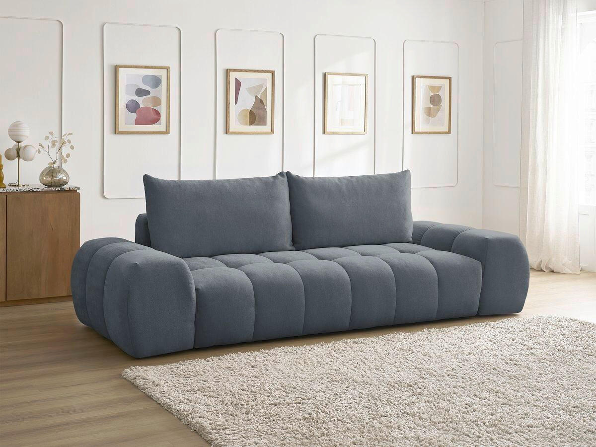 SCHLAFSOFA EVEREST  mit Rücken echt, Armteil links, Armteil rechts Struktur Dunkelblau  - Schwarz/Dunkelblau, MODERN, Kunststoff/Textil (278/90/115cm)