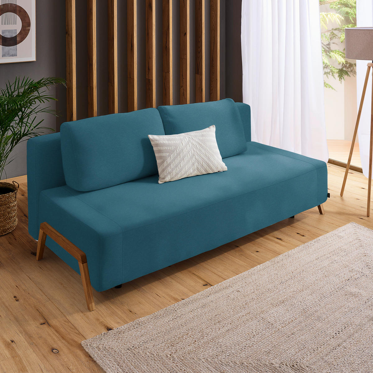SCHLAFSOFA in Textil Blau  - Blau/Naturfarben, Design, Holz/Textil (211/88/102cm) - Niels Andersson