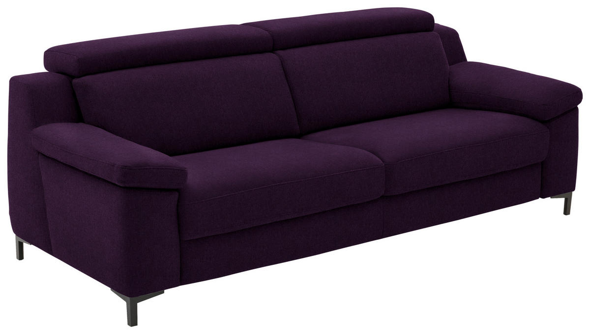 3-SITZER-SOFA in Chenille Violett  - Violett/Schwarz, Design, Textil/Metall (230/104/104cm) - Valdera