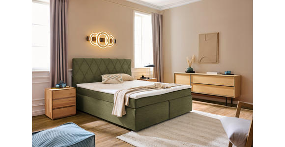 BOXSPRINGBETT 180/200 cm  in Olivgrün  - Schwarz/Olivgrün, Design, Kunststoff/Textil (180/200cm) - Xora