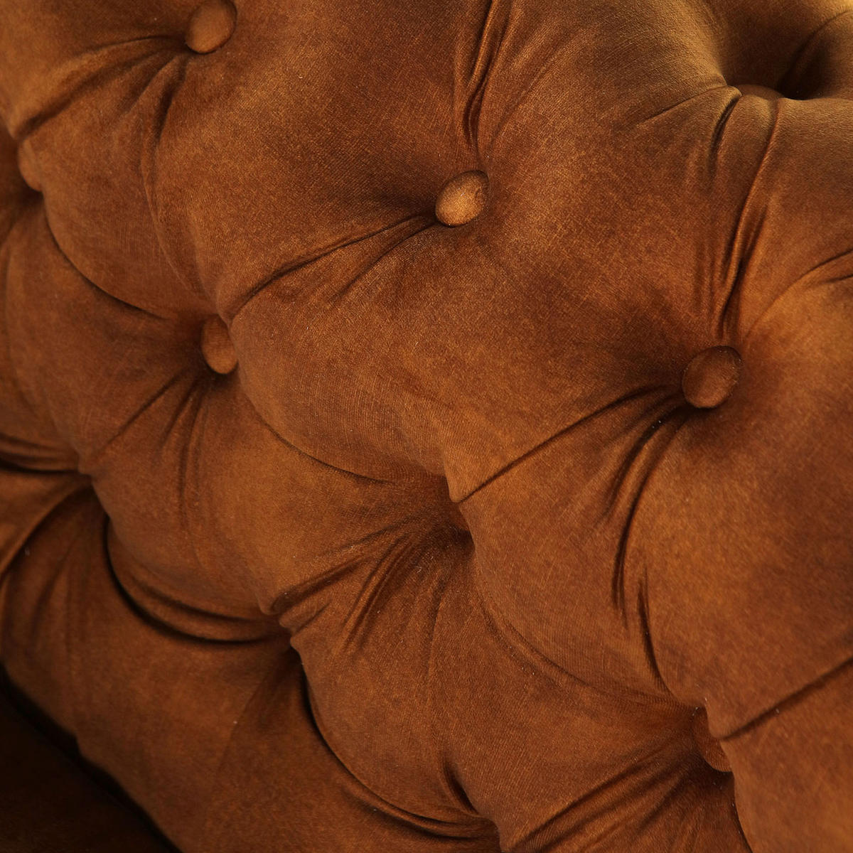 CHESTERFIELD-SOFA in Flachgewebe Cognac  - Cognac/Schwarz, Konventionell, Textil (203/79/93cm) - Livetastic