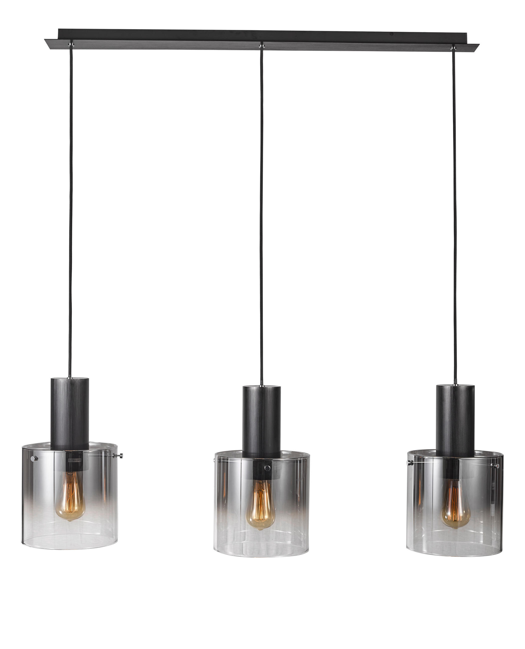 HÄNGELEUCHTE 90/20/120 cm    - Schwarz, Design, Glas/Metall (90/20/120cm) - Dieter Knoll