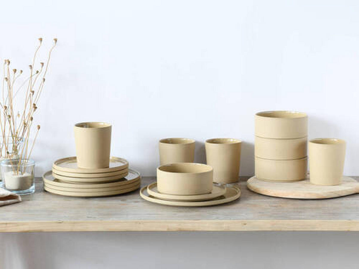 KOMBINOVANÁ SOUPRAVA, 16dílné, kamenina - pískové barvy, Trend, keramika - Creatable