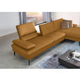 ECKSOFA in Echtleder Currygelb  - Currygelb/Schwarz, Design, Leder/Metall (325/157cm) - Dieter Knoll