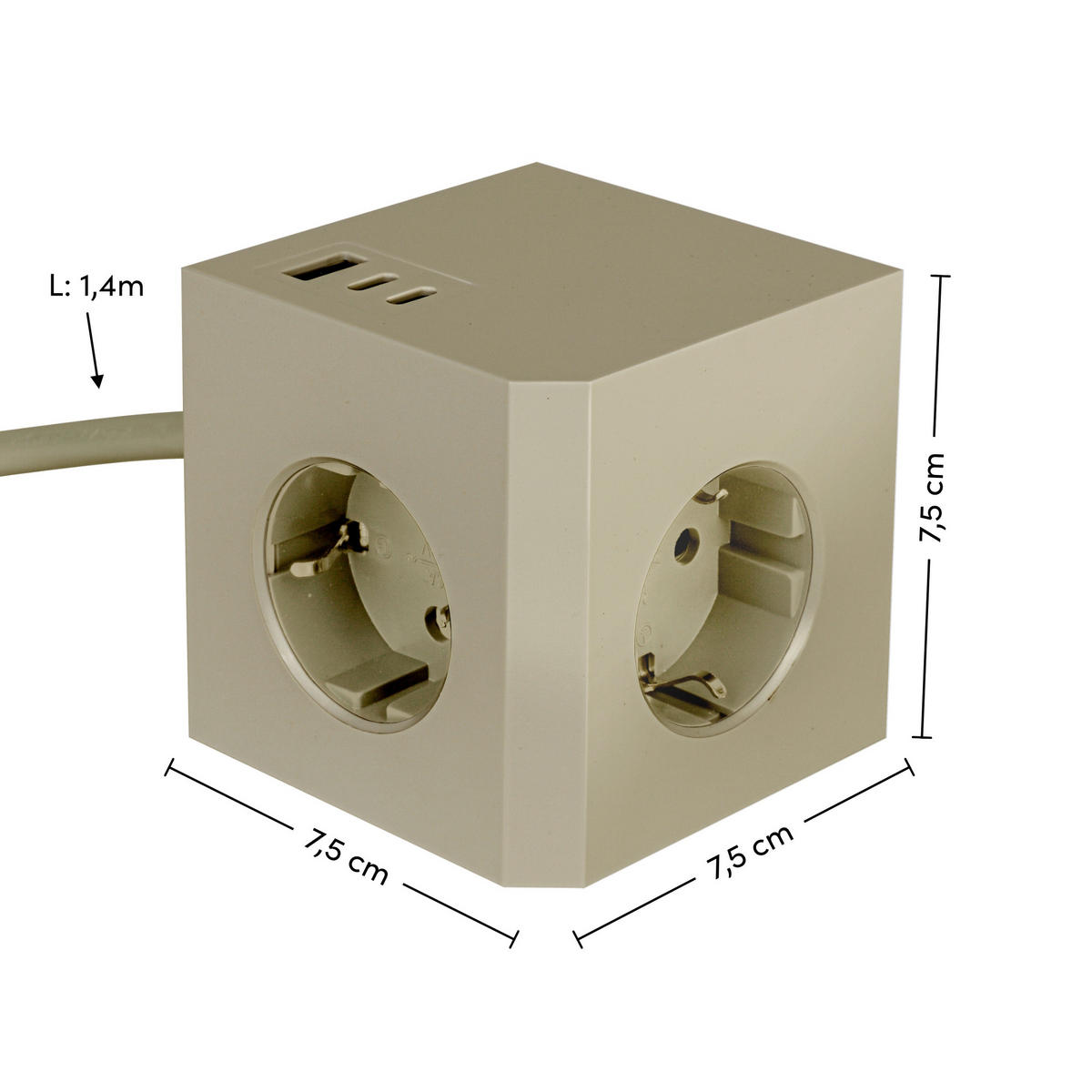 STECKDOSENWÜRFEL - Goldfarben, Basics, Kunststoff (7,5/7,5/7,5cm) - Mican