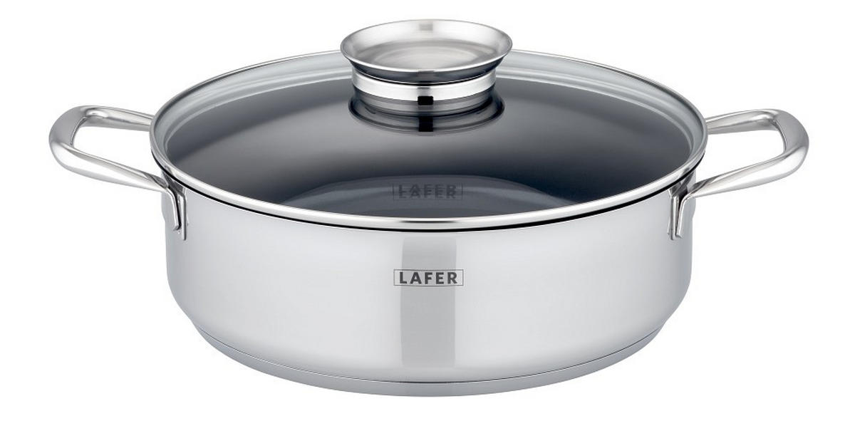 SERVIERPFANNE 28 cm  - Edelstahlfarben, Basics, Metall (28cm) - Johann Lafer