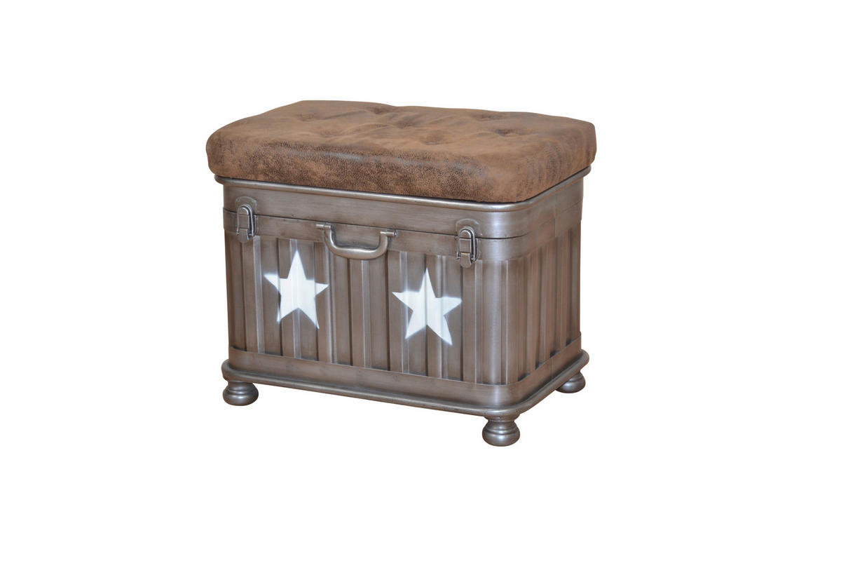 HOCKER Mikrofaser Braun, Grau  - Braun/Grau, Design, Textil/Metall (35/51/46cm) - MID.YOU