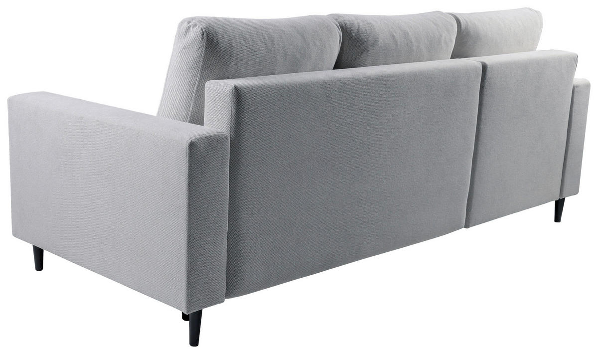 ECKSOFA in Struktur Hellgrau  - Hellgrau/Schwarz, Modern, Holz/Kunststoff (145/230cm) - MID.YOU