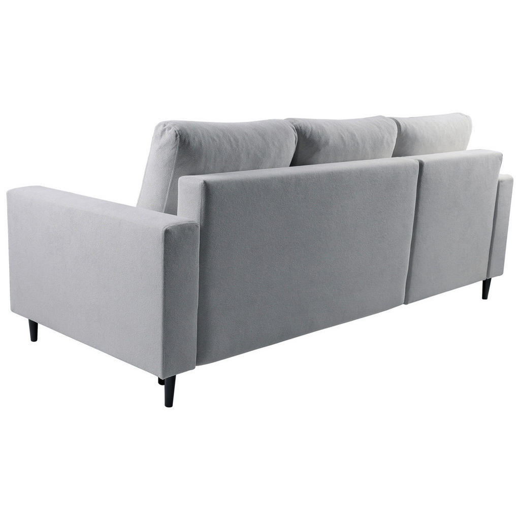 Thumbnail - Mid.you Ecksofa, Hellgrau, Textil, Buche, Hartholz, 3-Sitzer, Füllung: Polyurethan (Pur), Silikon, Ottomane links, L-For...