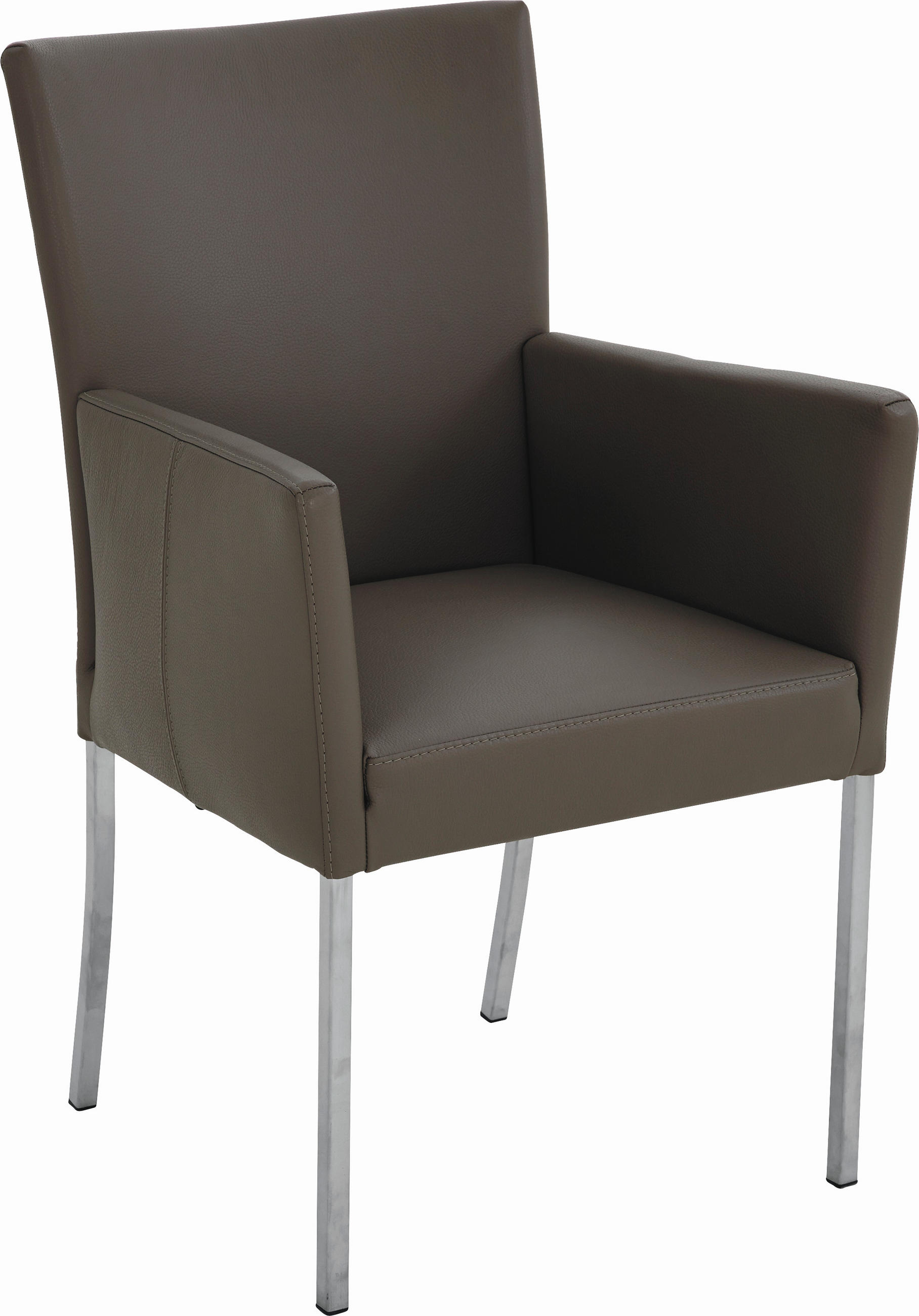 ARMLEHNSTUHL  in Edelstahl Echtleder pigmentiert  - Edelstahlfarben/Grau, Basics, Leder/Metall (57/91/65cm) - Bert Plantagie