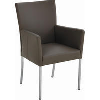ARMLEHNSTUHL  in Edelstahl Echtleder pigmentiert  - Edelstahlfarben/Grau, Basics, Leder/Metall (57/91/65cm) - Bert Plantagie