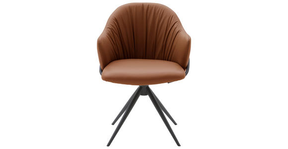 ARMLEHNSTUHL  in Echtleder pigmentiert  - Cognac/Anthrazit, Design, Leder (57/84/44,5cm) - Belluti