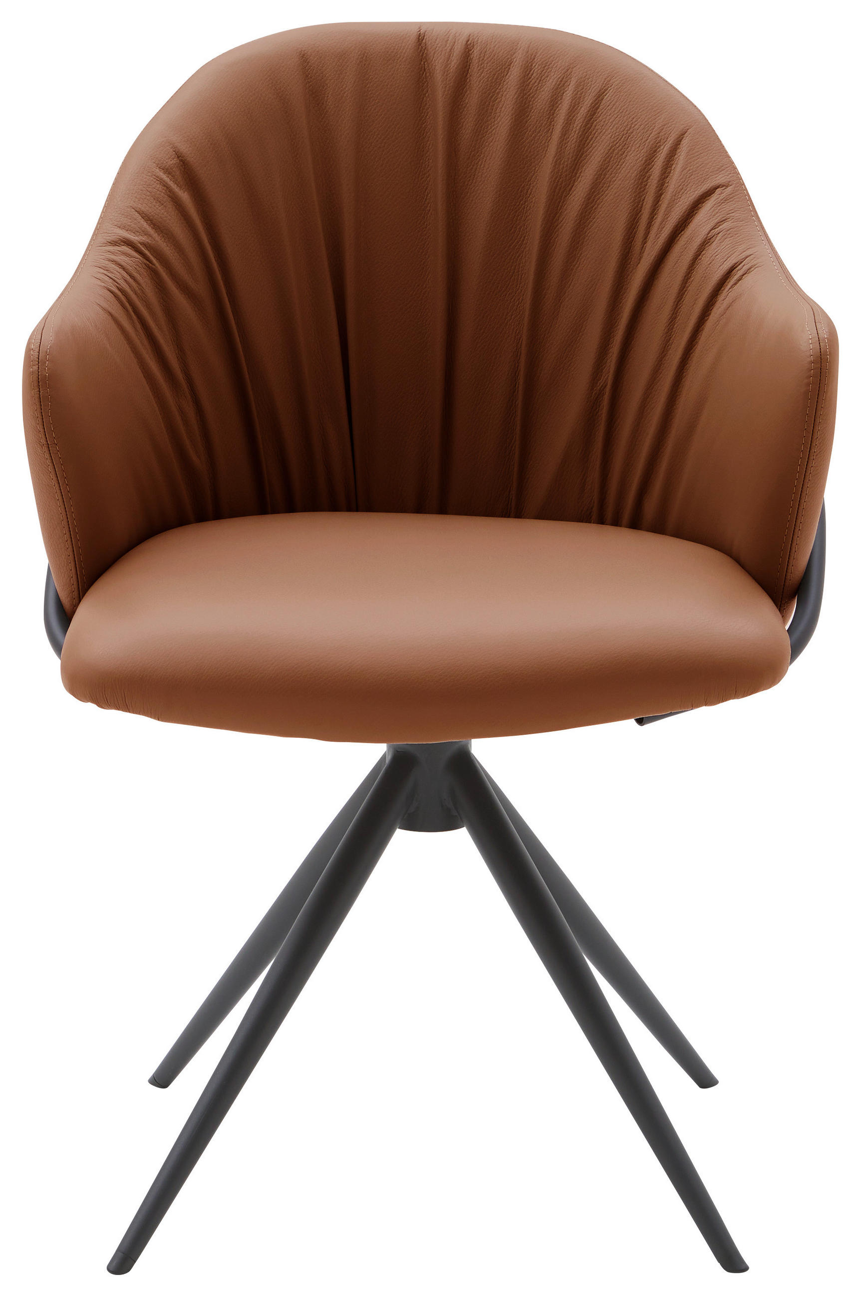 ARMLEHNSTUHL  in Echtleder pigmentiert  - Cognac/Anthrazit, Design, Leder (57/84/44,5cm) - Emilio Belluti