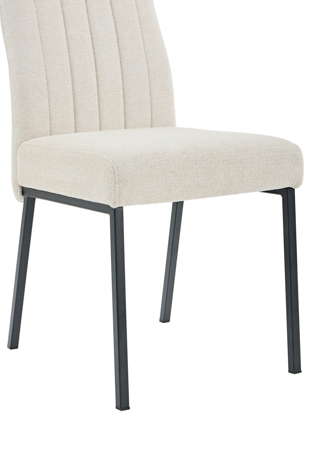 STUHL-SET 4 Stück  in Stahl Chenille  - Beige/Schwarz, MODERN, Textil/Metall (44/95/63,5cm) - MID.YOU