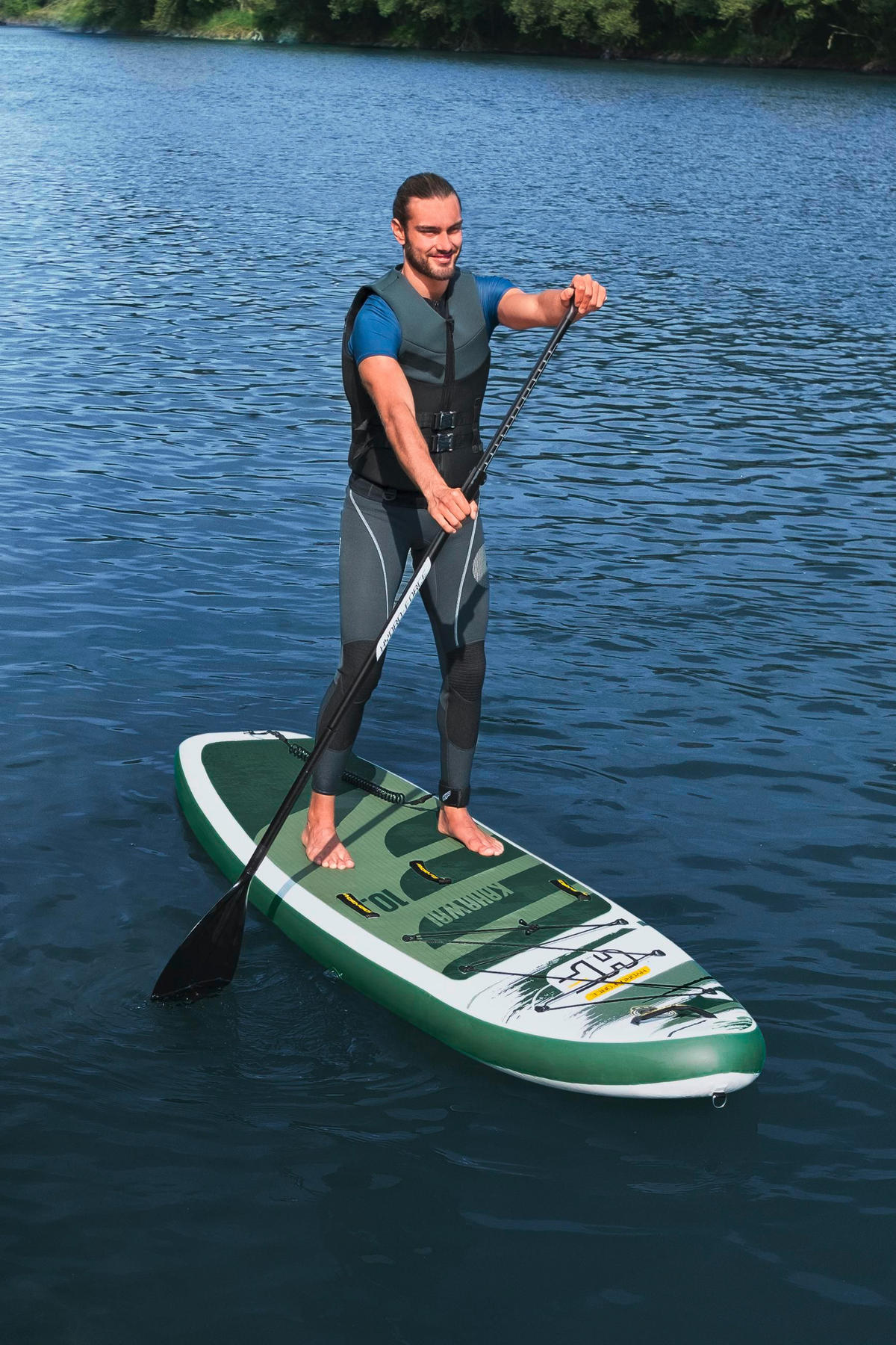 STAND-UP PADDLE BOARD HYDRO-FORCE 65308 KAHAWAI 10  - Dunkelgrün/Weiß, Basics, Kunststoff/Metall (310/86/15cm) - Bestway