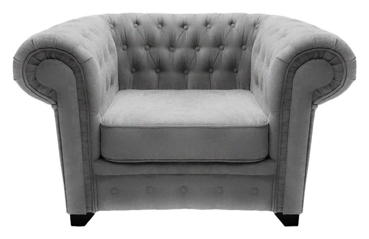CHESTERFIELD-SESSEL CHESTERFIELD Flachgewebe Grau  - Schwarz/Grau, KONVENTIONELL, Holz/Textil (91/72/92cm) - Livetastic