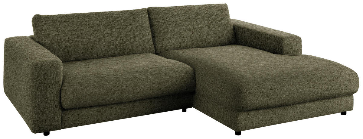 ECKSOFA in Flachgewebe Olivgrün  - Schwarz/Olivgrün, Design, Kunststoff/Textil (270/190cm) - Lomoco
