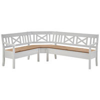ECKBANK 213/170 cm Weiß, Laugenfarbig Kiefer massiv   - Laugenfarbig/Weiß, ROMANTIK / LANDHAUS, Holz (213/170cm) - Boxxx