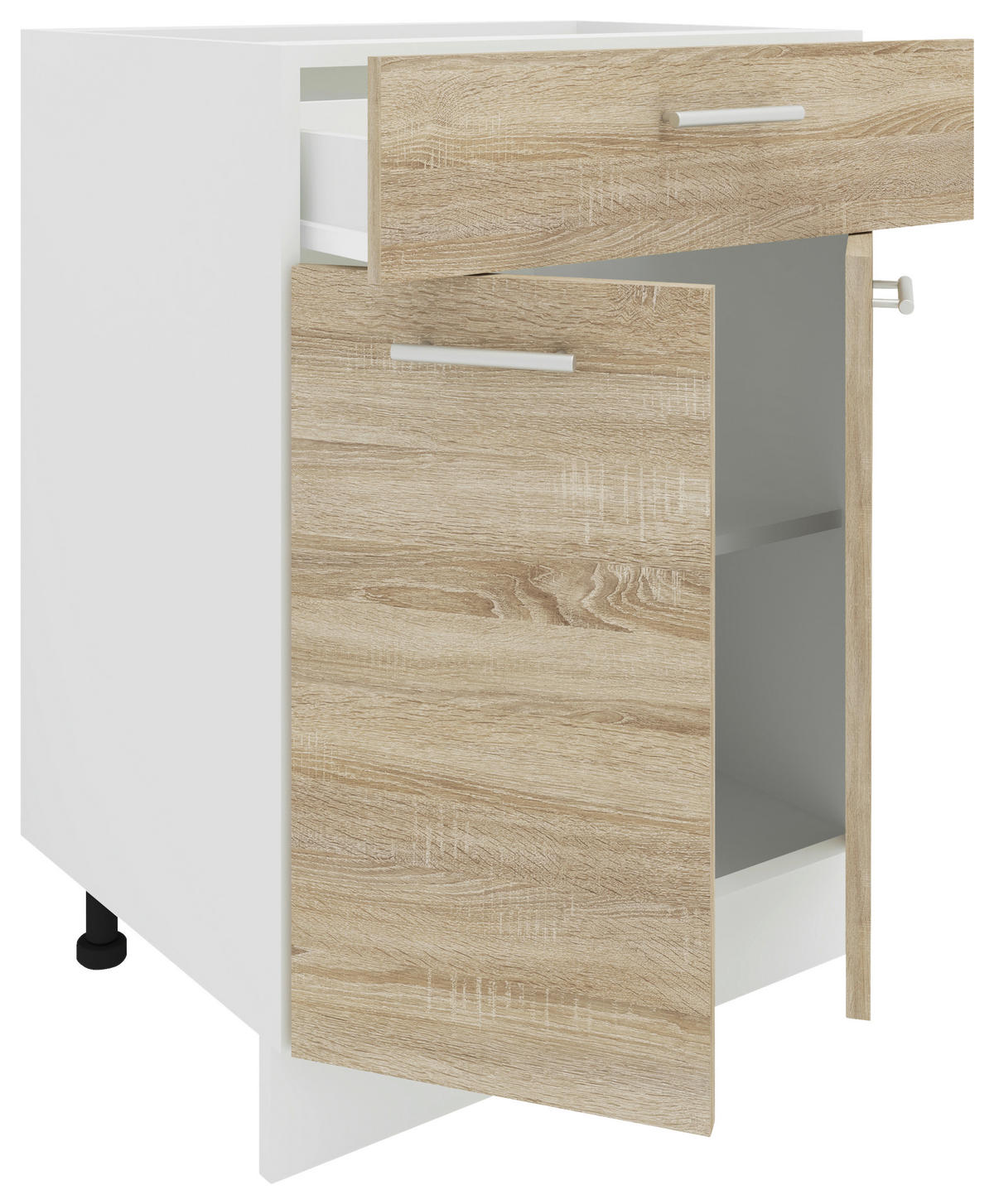 KÜCHENUNTERSCHRANK 60/82/46 cm  in Weiß, Sonoma Eiche  - Alufarben/Weiß, KONVENTIONELL, Holzwerkstoff/Metall (60/82/46cm) - MID.YOU