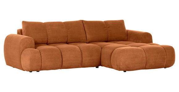 ECKSOFA in Flachgewebe Rostfarben - Rostfarben/Schwarz, KONVENTIONELL, Kunststoff/Textil (274/174cm) - Carryhome