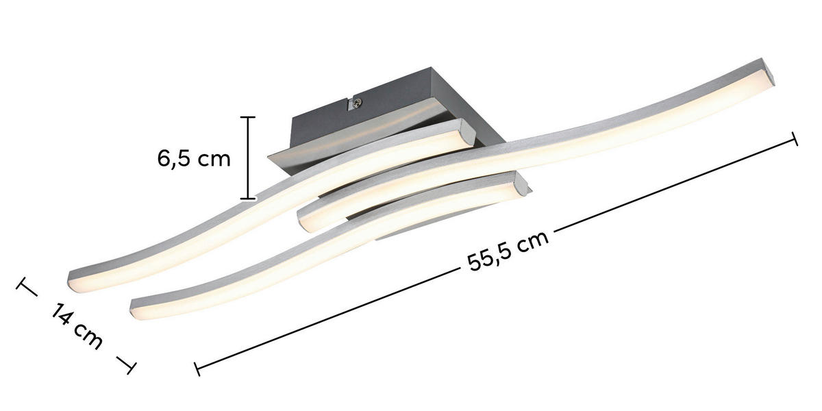 LED PLAFONJERA  - bela/srebrna, Osnovno, metal/plastika (54,5/14/6,5cm) - Boxxx