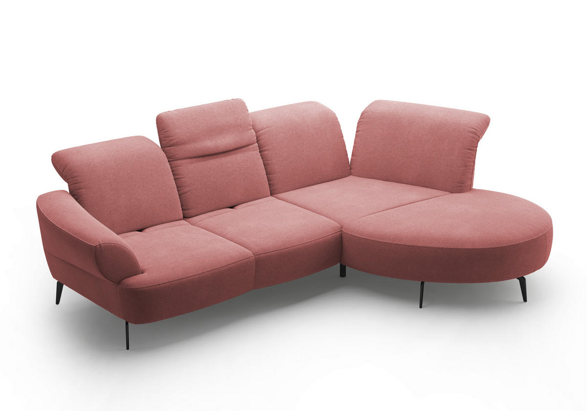 ECKSOFA in Mikrofaser Altrosa  - Schwarz/Altrosa, Modern, Textil/Metall (313/208cm) - Sit & More