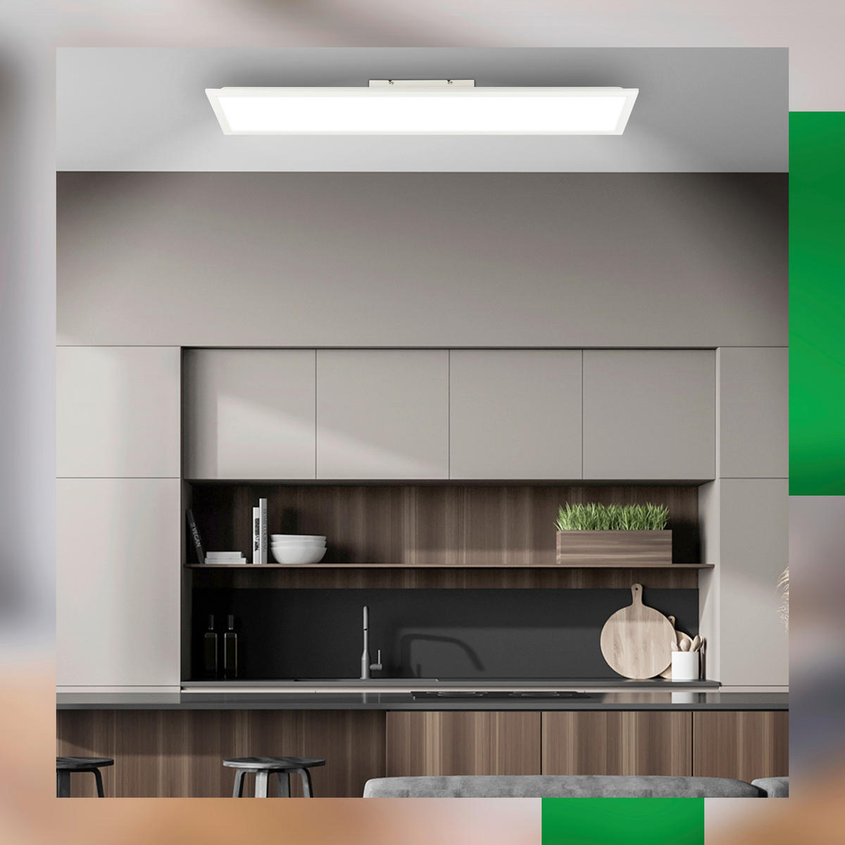 LED-DECKENLEUCHTE 100/25/6 cm   - Weiß, Design, Kunststoff (100/25/6cm)