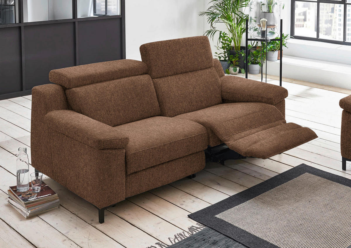 2,5-SITZER in Chenille Braun  - Schwarz/Braun, Design, Textil/Metall (188/84-104/104cm) - Valdera