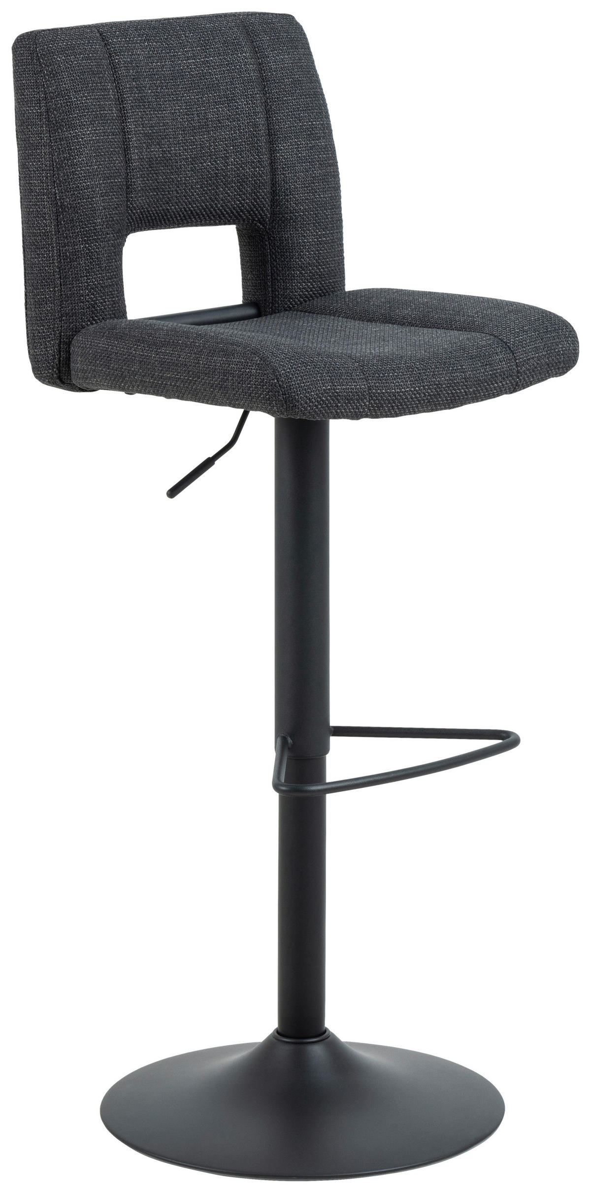 BARHOCKER Webstoff Dunkelgrau Sitzfläche 360° drehbar  - Dunkelgrau/Schwarz, Design, Textil/Metall (41,5/115/52cm) - MID.YOU