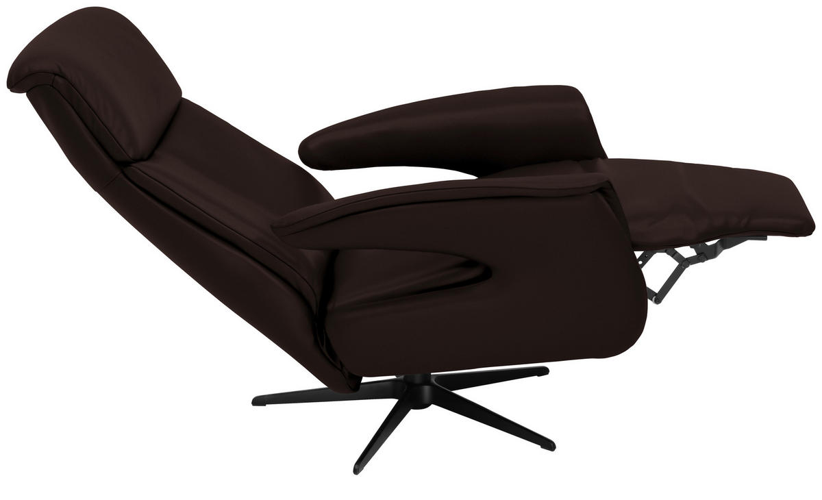 RELAXSESSEL in Leder Dunkelbraun  - Dunkelbraun/Schwarz, Design, Leder/Metall (78/106/88cm) - Welnova