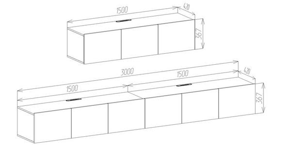LOWBOARD  300/36,7/42 cm  Beimöbel erhältlich, umfangreiches Zubehör erhältlich, hängend, in verschiedenen Größen erhältlich  - Weiß, Design, Holzwerkstoff (300/36,7/42cm) - Hom`in