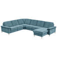 WOHNLANDSCHAFT in Chenille Blau  - Blau/Alufarben, Design, Textil/Metall (265/333/170cm) - Dieter Knoll