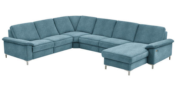 WOHNLANDSCHAFT in Chenille Blau  - Blau/Alufarben, Design, Textil/Metall (265/333/170cm) - Dieter Knoll