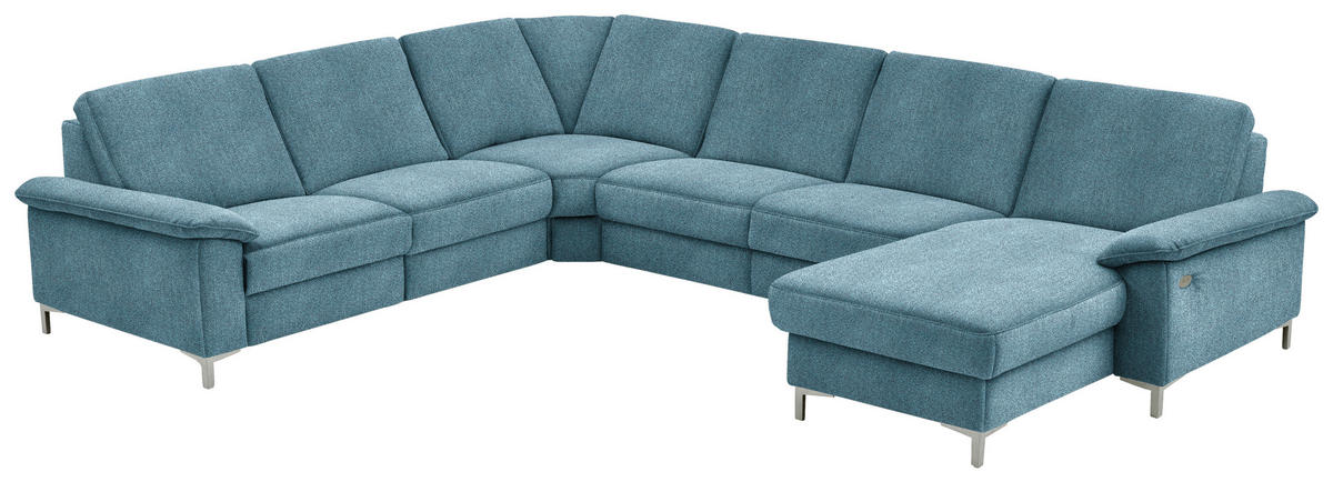 WOHNLANDSCHAFT in Chenille Blau  - Blau/Alufarben, Design, Textil/Metall (265/333/170cm) - Dieter Knoll