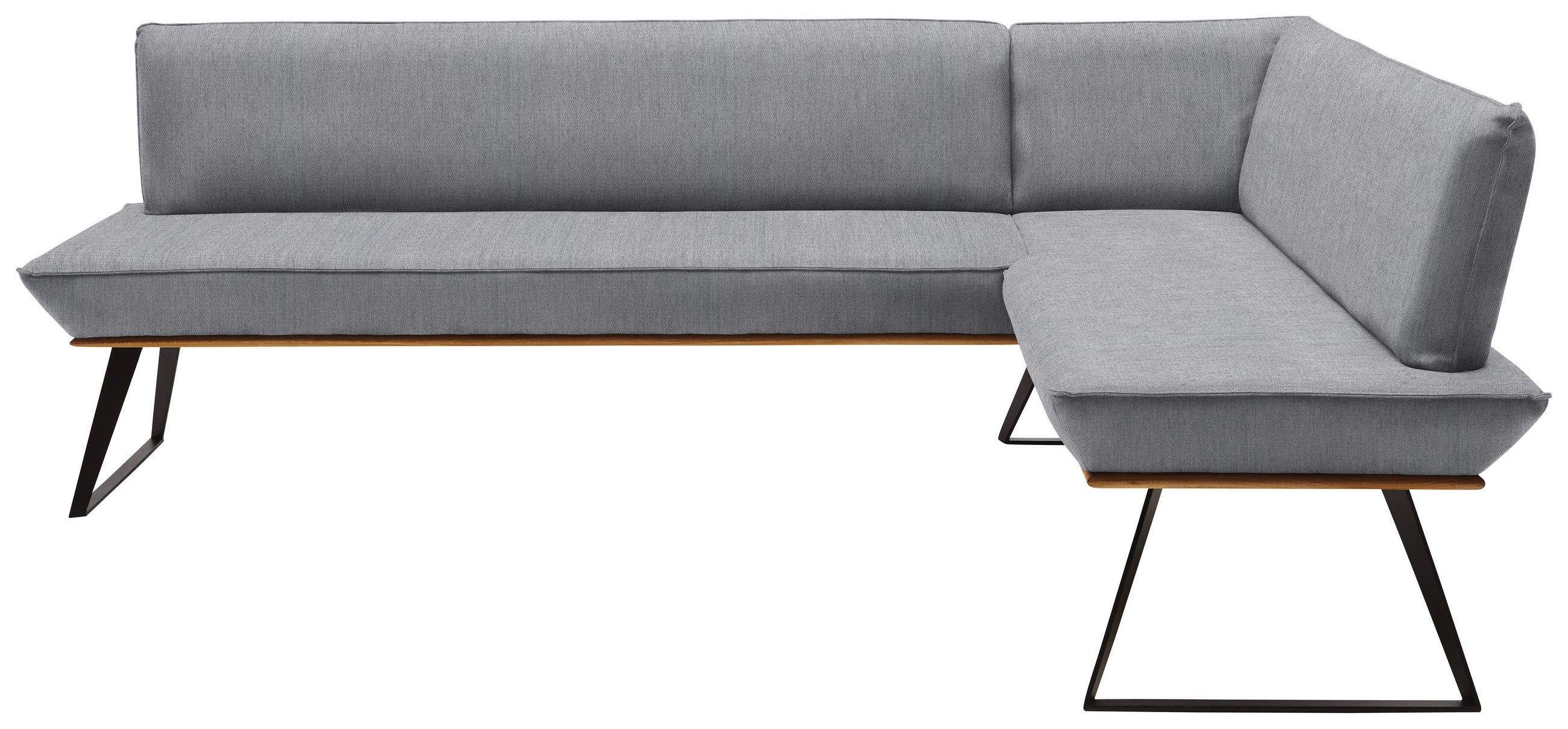 ECKBANK 243/183 cm Webstoff Grau, Schwarz, Eichefarben Eiche massiv Metall   - Eichefarben/Schwarz, Design, Holz/Textil (243/183cm) - Voleo