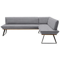 ECKBANK in Holz, Metall, Textil Grau, Schwarz, Eichefarben  - Eichefarben/Schwarz, Design, Holz/Textil (243/183cm) - Voleo